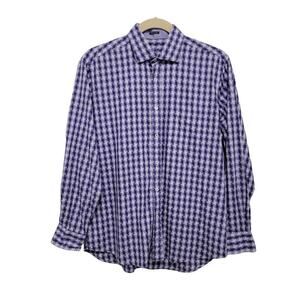 Bugatchi Shirt Purple Pattern Button Down Shirt XL 572